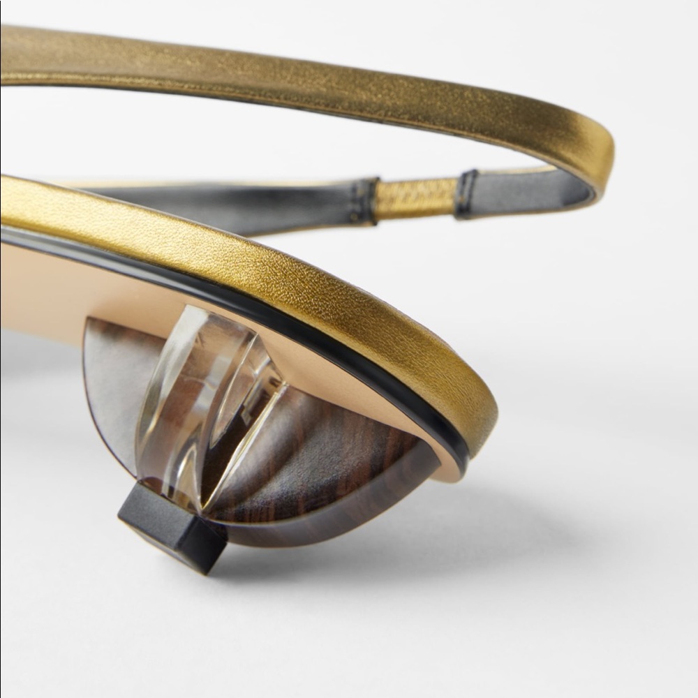 ZARA Leather Shoes with Geometric Heel - Picture 3 of 4